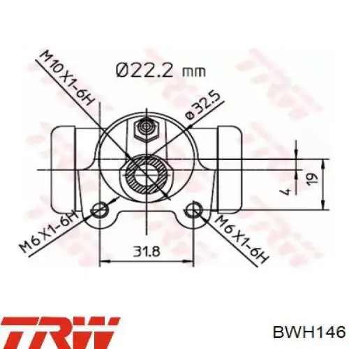 Циліндр гальмівний колісний/робітник, задній BWH146 TRW