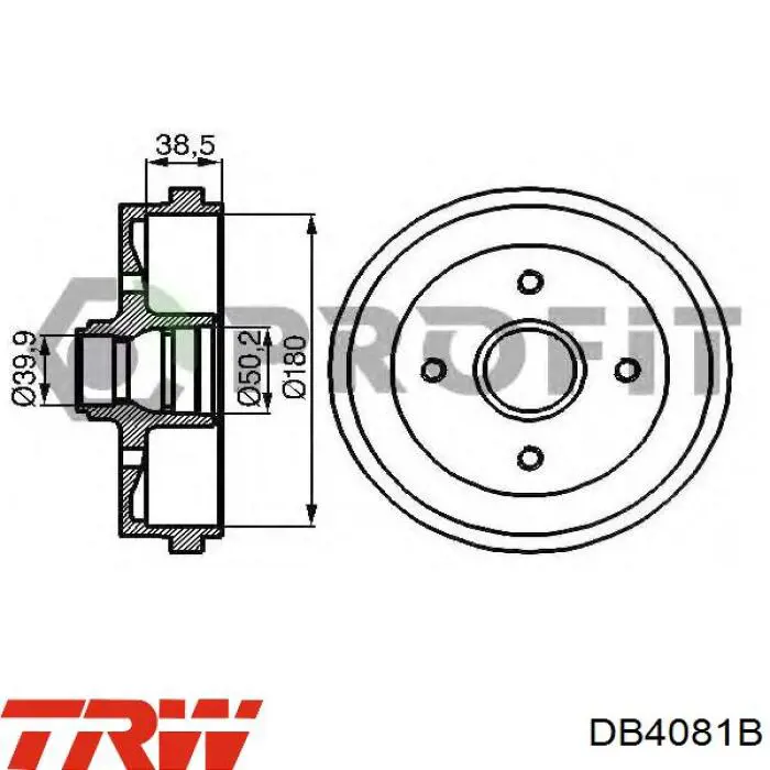 Купити DB4081B TRW Барабан гальмівний задній