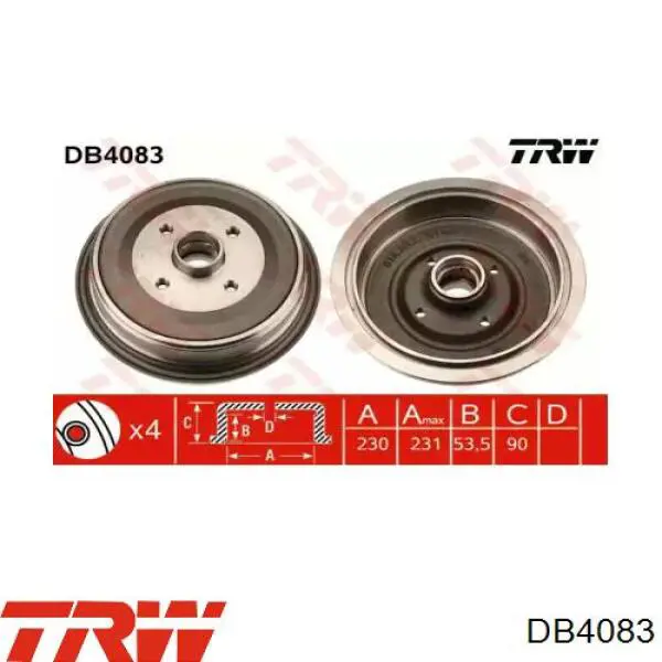 Барабан гальмівний задній DB4083 TRW