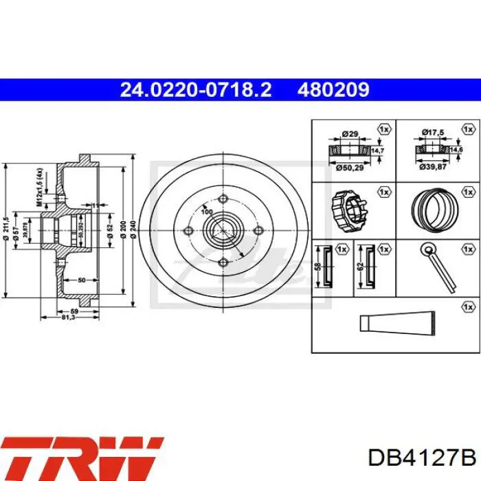 Барабан гальмівний задній DB4127B TRW