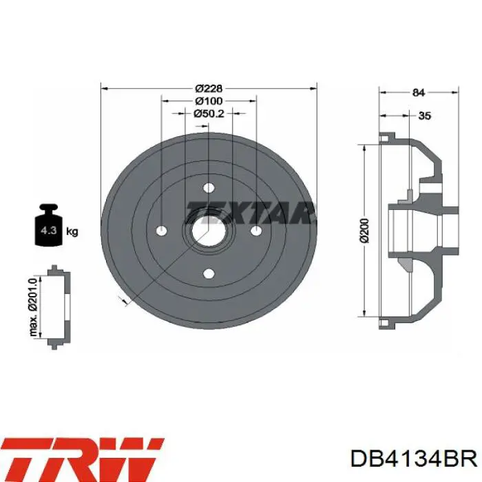 Барабан гальмівний задній DB4134BR TRW
