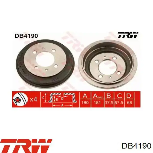 Барабан гальмівний задній DB4190 TRW