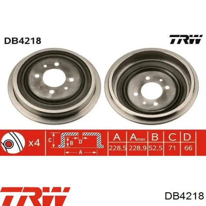 Барабан гальмівний задній DB4218 TRW