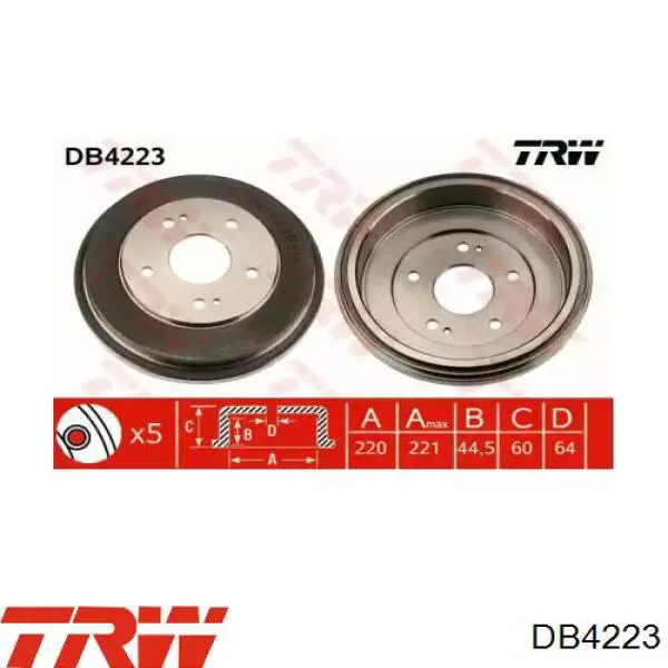 Барабан гальмівний задній TRW DB4223
