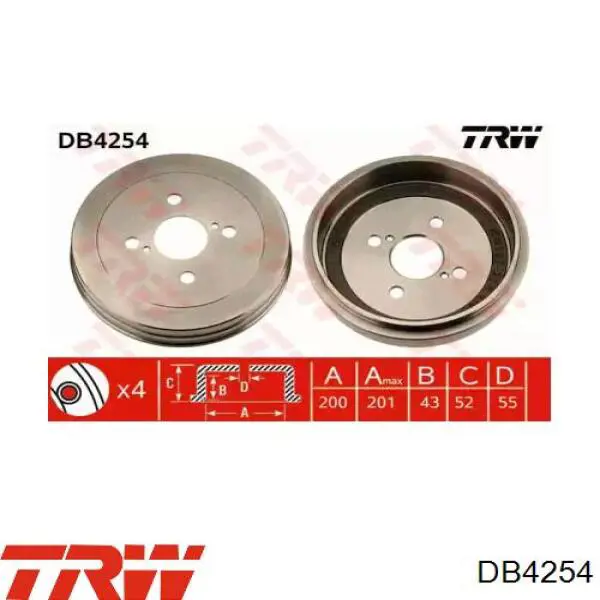 Барабан гальмівний задній TRW DB4254 ціна, від 26.38 USD