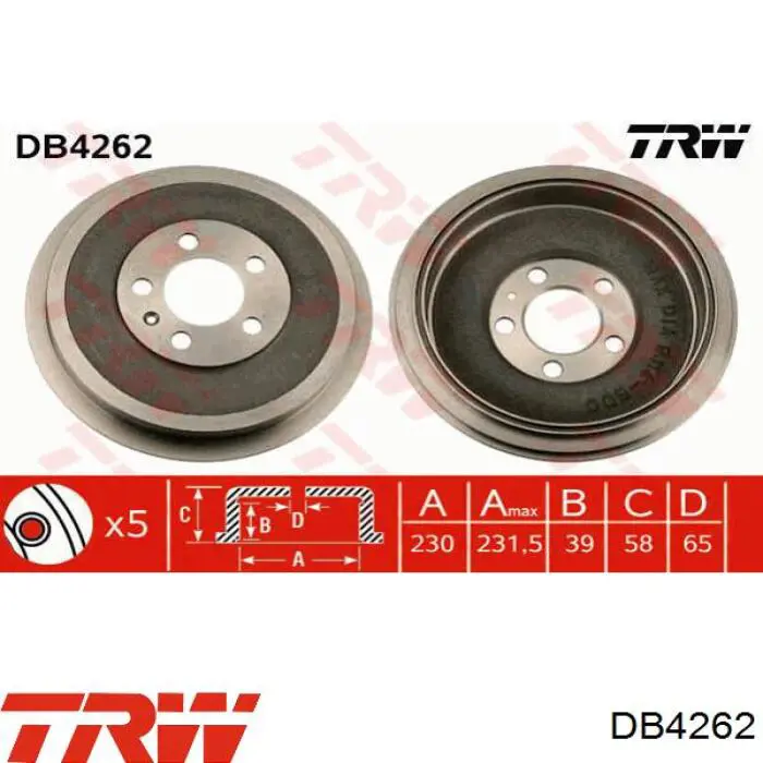 Барабан гальмівний задній DB4262 TRW