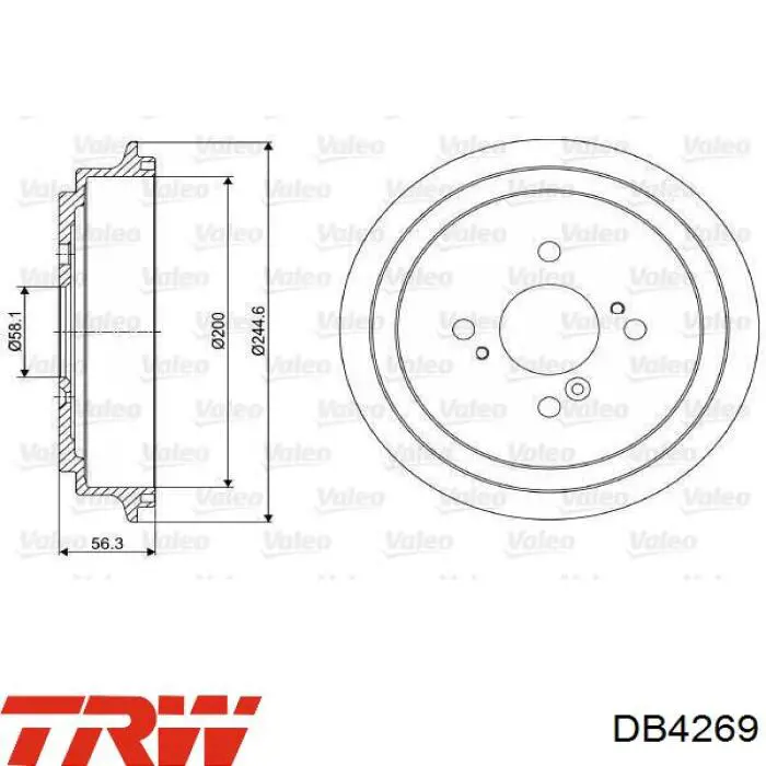 Барабан гальмівний задній TRW DB4269