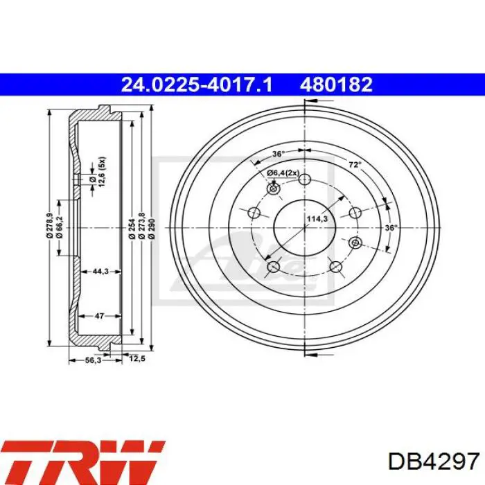 DB4297 TRW Барабан гальмівний задній