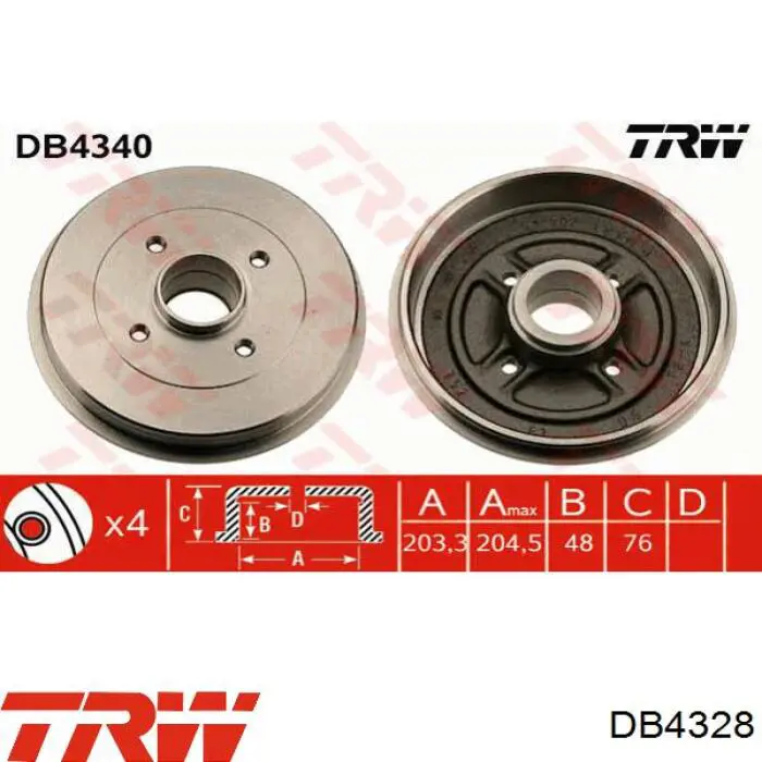Барабан гальмівний задній DB4328 TRW
