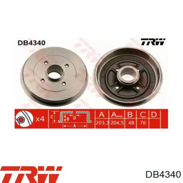 Барабан гальмівний задній TRW DB4340 ціна, від 49.24 USD