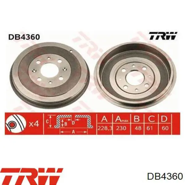 Барабан гальмівний задній DB4360 TRW