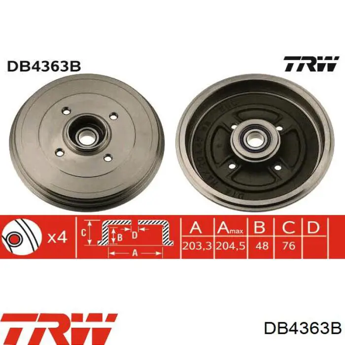 Барабан гальмівний задній DB4363B TRW