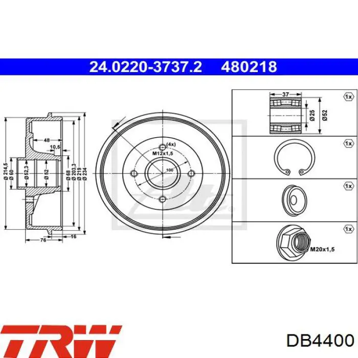 Купити DB4400 TRW Барабан гальмівний задній
