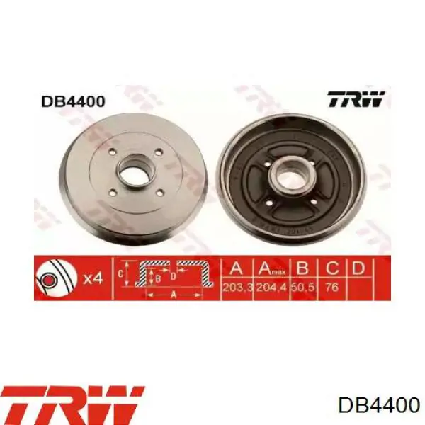 DB4400 TRW Барабан гальмівний задній