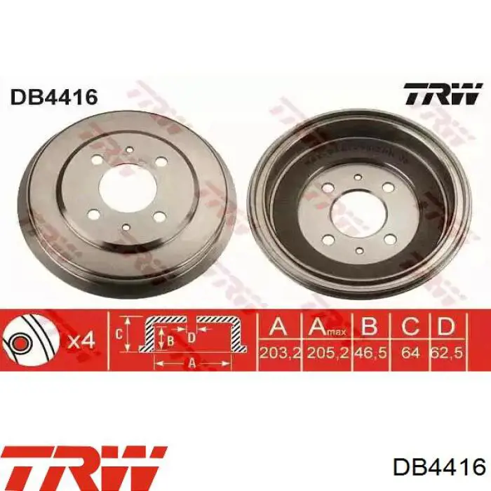 Барабан гальмівний задній TRW DB4416 ціна, від 20.70 USD
