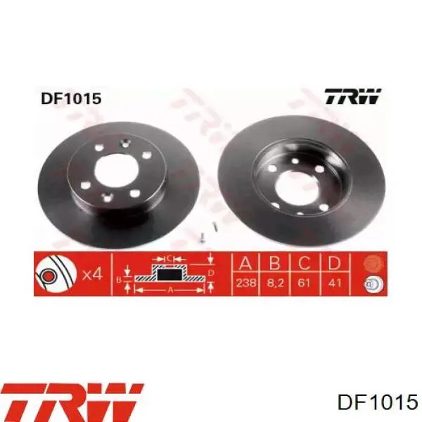 Диск переднього гальма TRW DF1015 ціна, від 18.33 USD