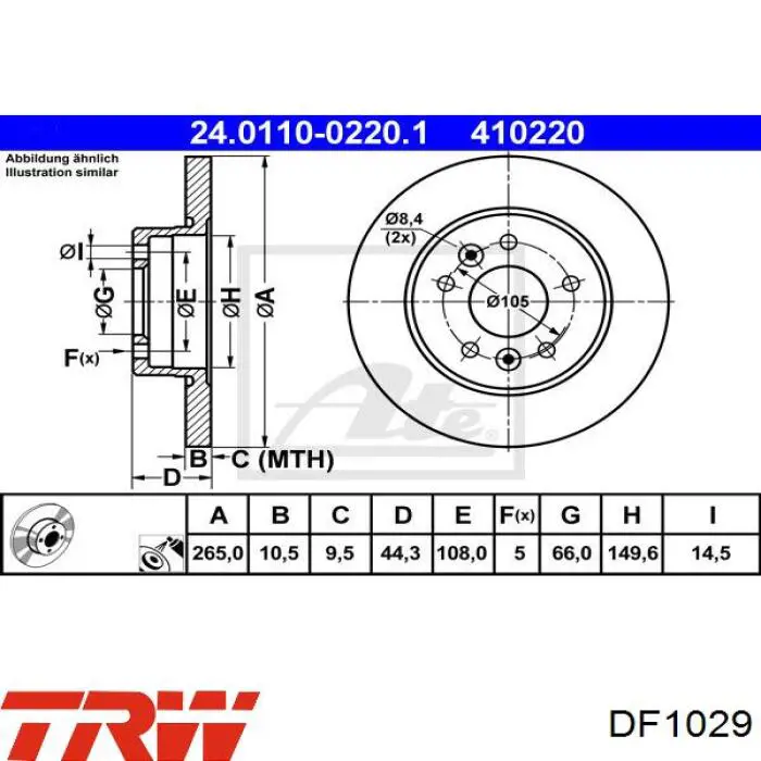 Гальмівні диски DF1029 TRW