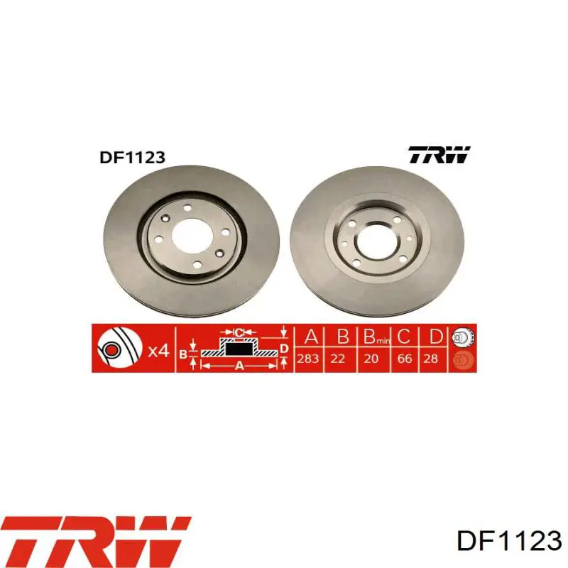 DF1123 TRW диск гальмівний передній