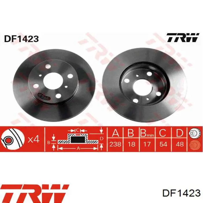 DF1423 TRW диск гальмівний передній