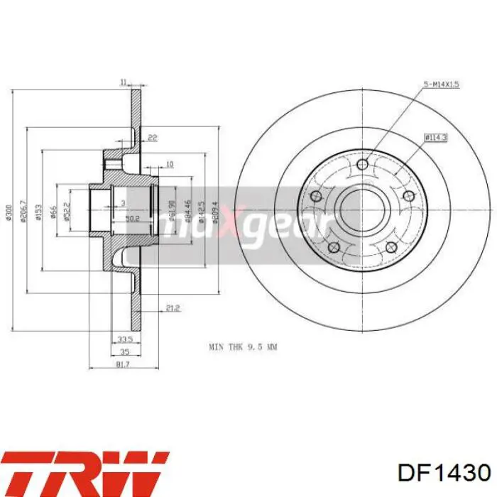 DF1430 TRW Гальмо дискове переднє