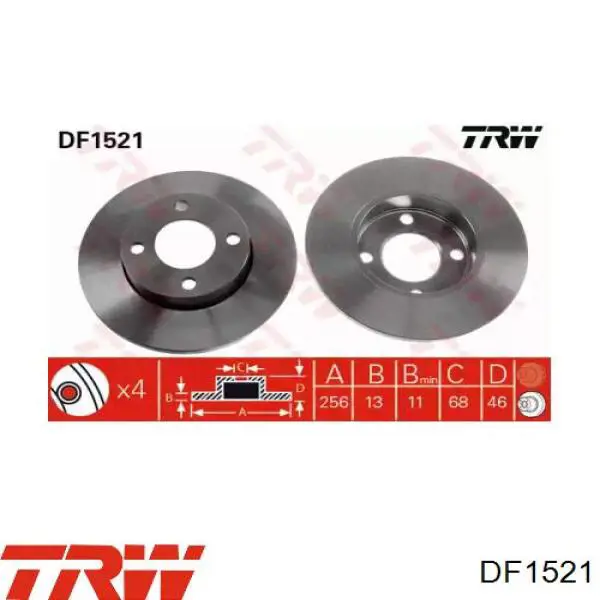 DF1521 TRW диск гальмівний передній