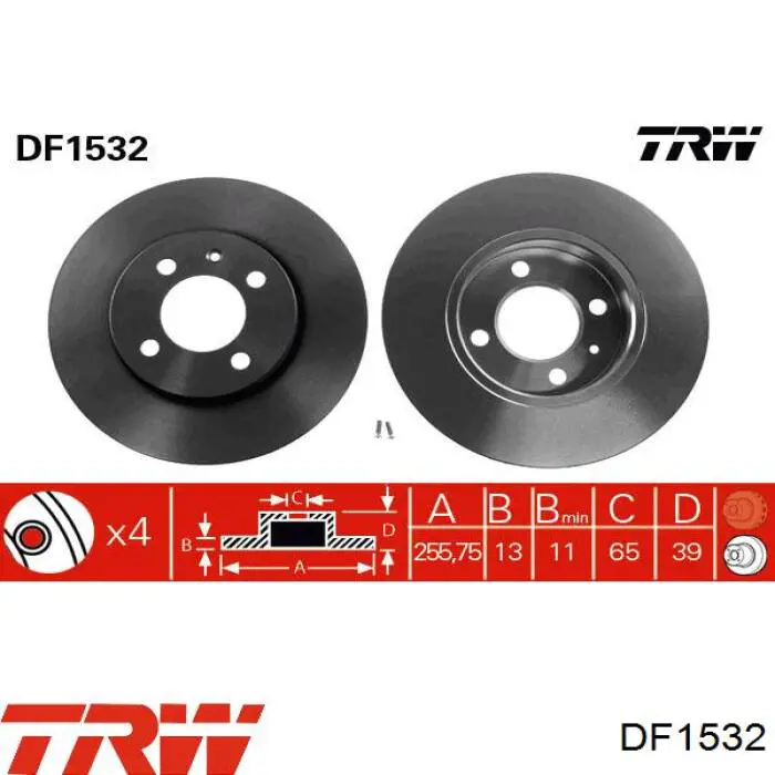 DF1532 TRW диск гальмівний передній
