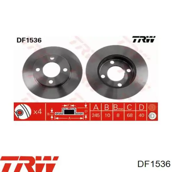 DF1536 TRW диск гальмівний задній