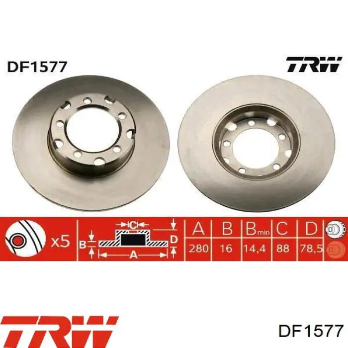DF1577 TRW диск гальмівний передній