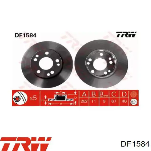Диск переднього гальма TRW DF1584 ціна, від 25.09 USD