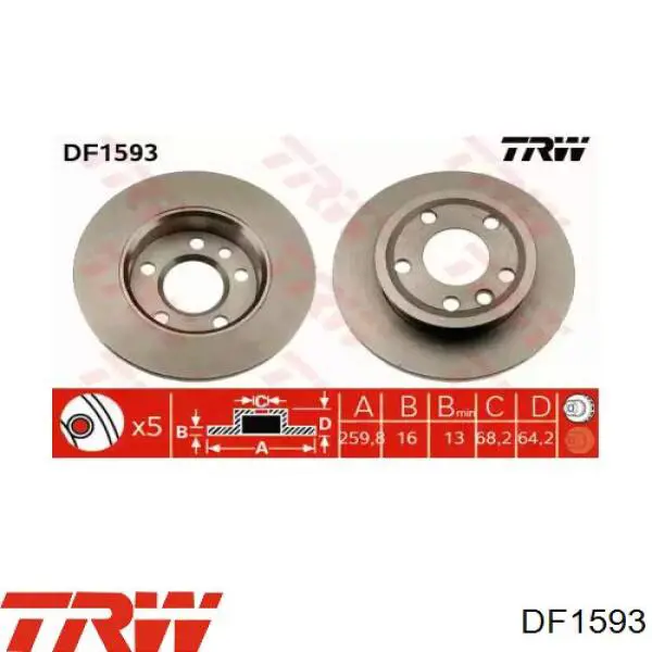 Диск переднього гальма TRW DF1593 ціна, від 31.82 USD