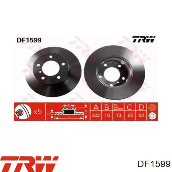 Диск переднього гальма TRW DF1599 ціна, від 52.03 USD