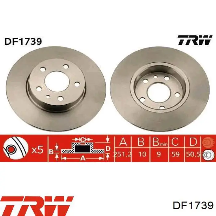 Задні дискові гальма TRW DF1739 ціна, від 28.14 USD