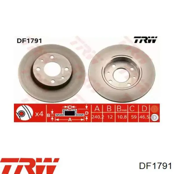 DF1791 TRW диск гальмівний передній