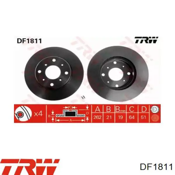 DF1811 TRW диск гальмівний передній