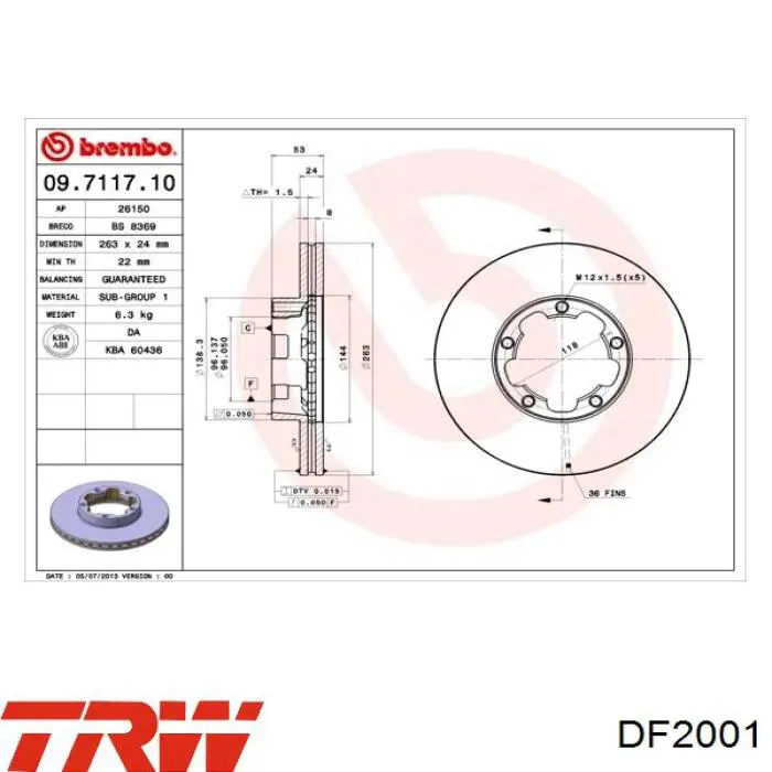 Купити DF2001 TRW Ротор гальмівний