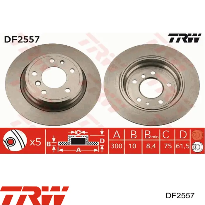 Задні дискові гальма TRW DF2557 ціна, від 35.85 USD