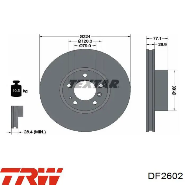 DF2602 TRW диск гальмівний передній