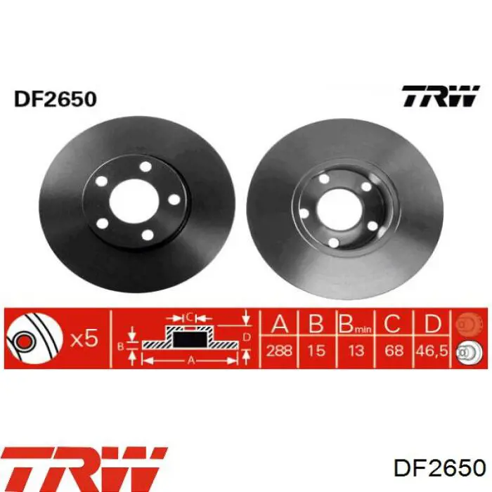 DF2650 TRW диск гальмівний передній