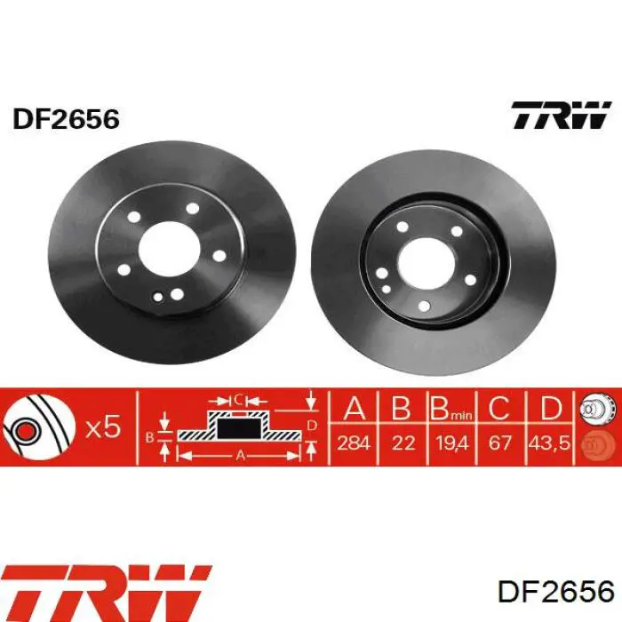 Гальмівні диски передні DF2656 TRW