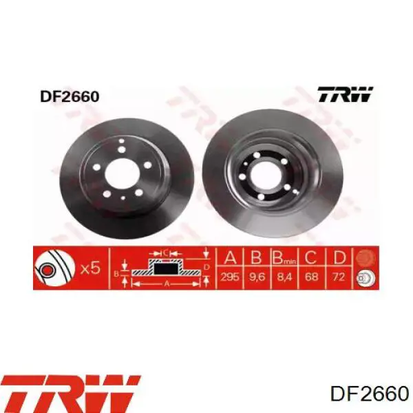 Диск гальмівний задній TRW DF2660