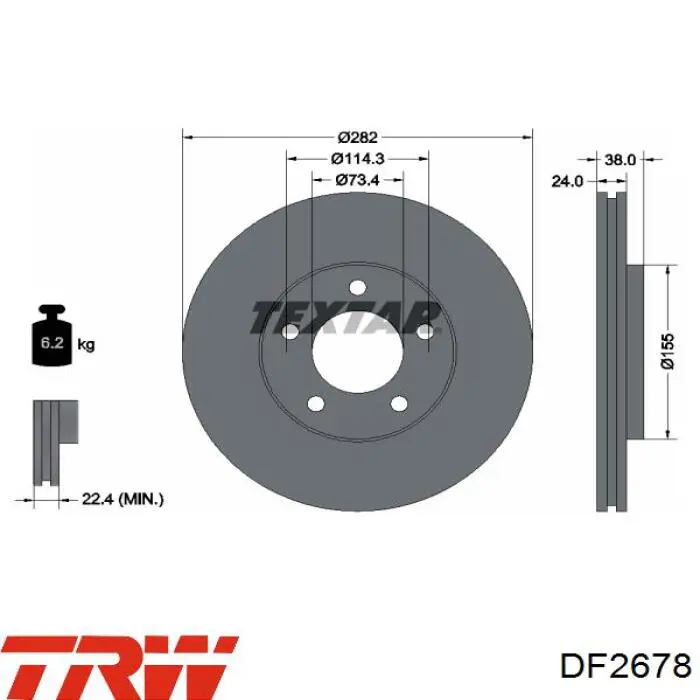 Диск гальмівний передній TRW DF2678