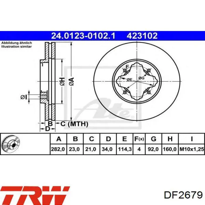 Диск гальмівний передній TRW DF2679