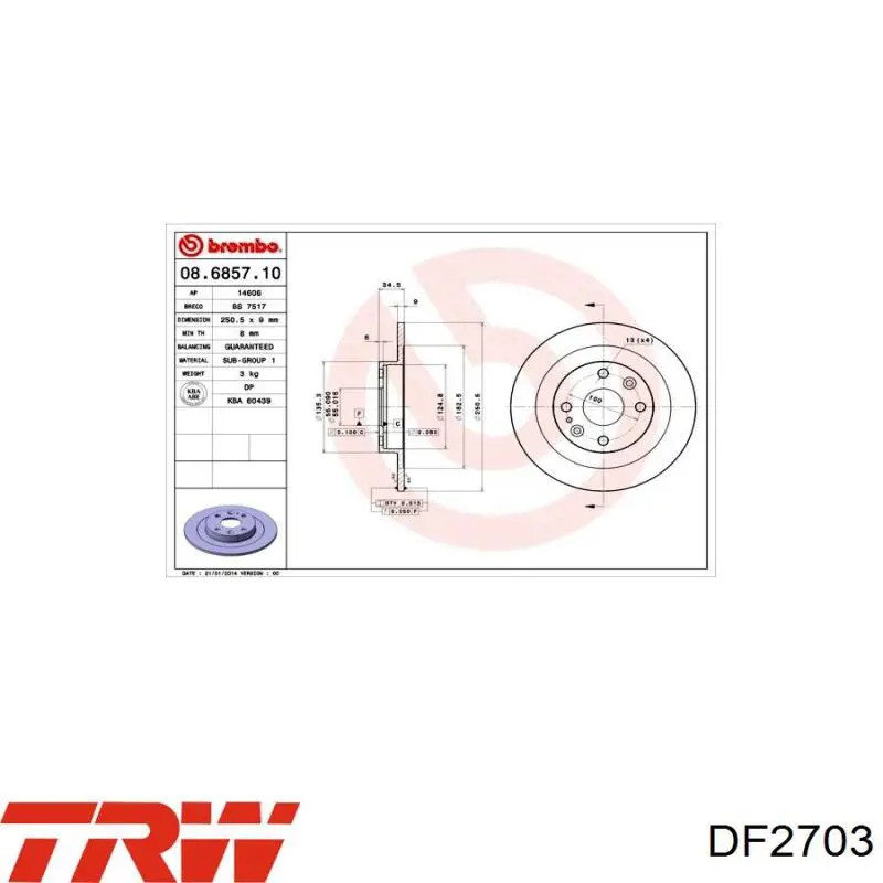 Гальмівні диски DF2703 TRW