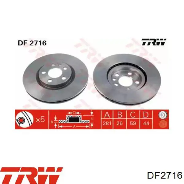 Диск гальмівний передній TRW DF2716