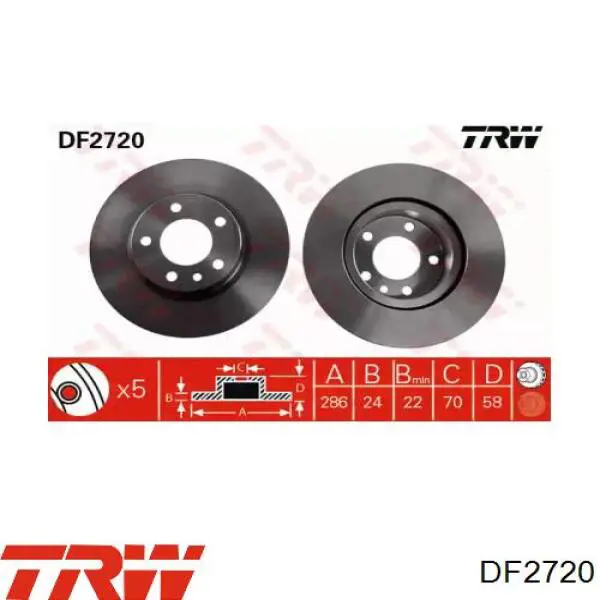 Диск переднього гальма TRW DF2720 ціна, від 46.83 USD