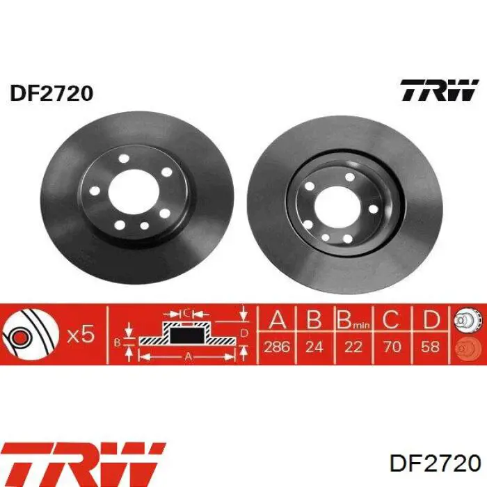 Диск переднього гальма TRW DF2720 ціна, від 46.83 USD