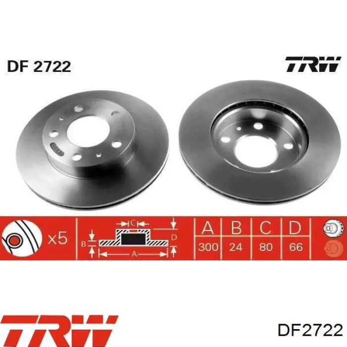 DF2722 TRW диск гальмівний передній