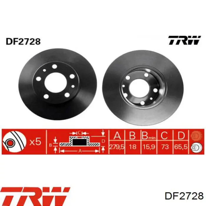 DF2728 TRW диск гальмівний передній