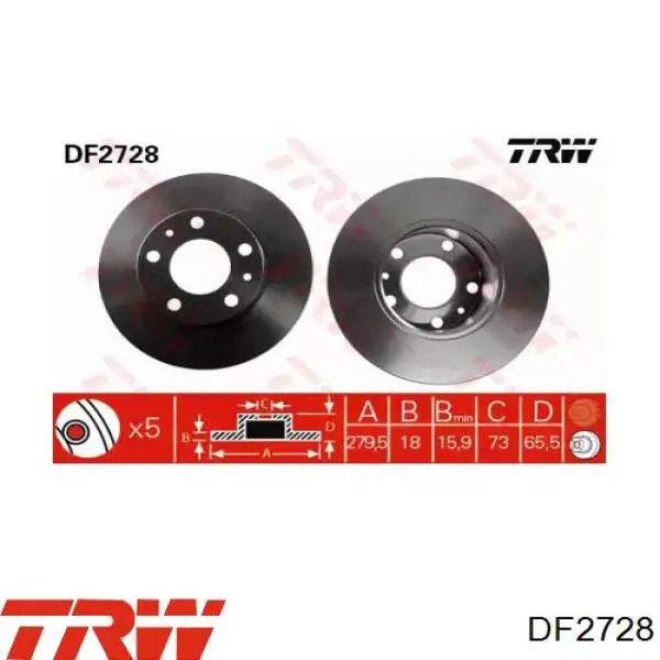 Гальмівні диски передні DF2728 TRW