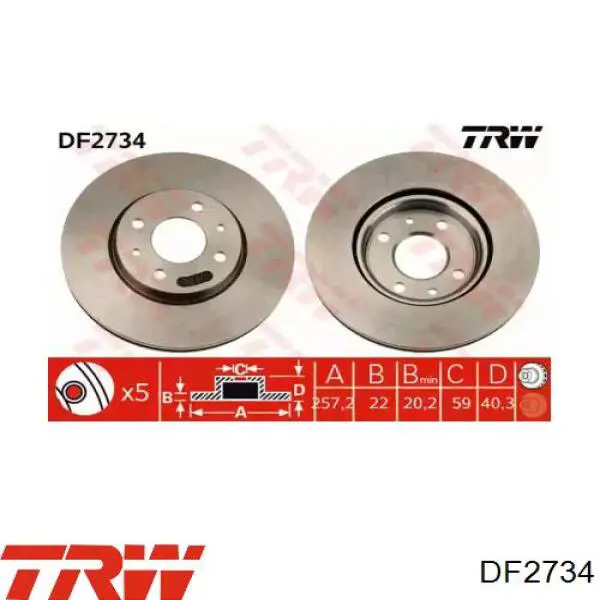 Диск переднього гальма TRW DF2734 ціна, від 32.36 USD
